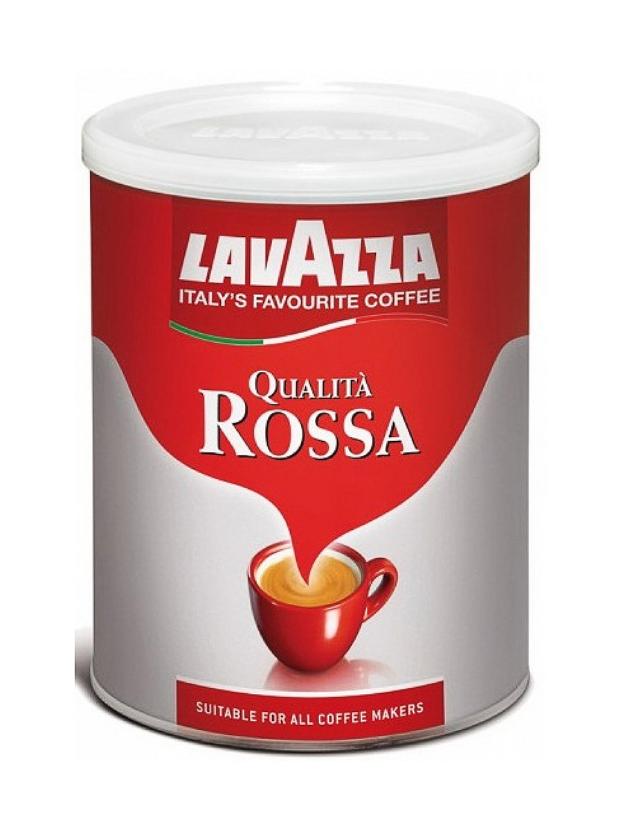 Кофе молотый Qualita Rossa 250г., купаж арабика/робуста, жестяная банка Lavazza - фото 1
