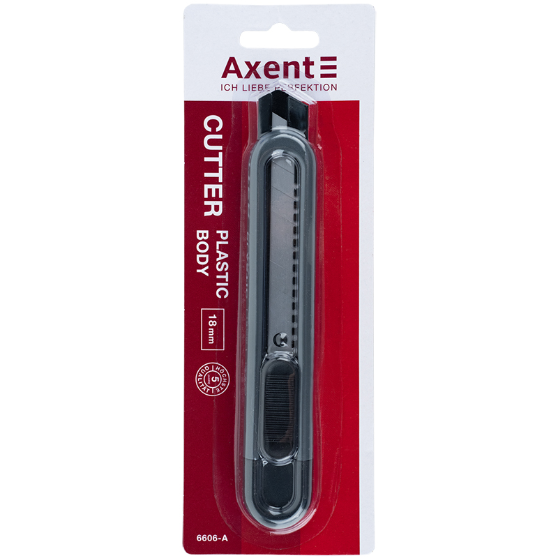 Нож канцелярский большой 18мм., метал. направляющая, пластиковый корпус, черный Axent - фото 3