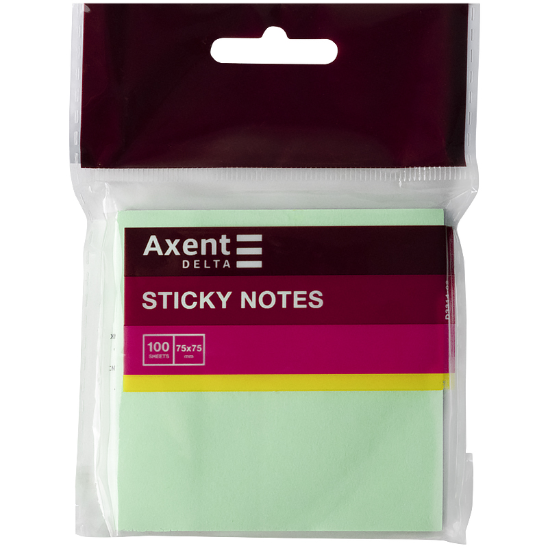 Блок паперу з клейким шаром 75x75мм, 100арк., зел, зелен. Axent Delta - фото 1
