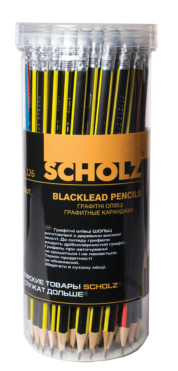 Олівець простий графітний з гумкою HB , тригранний Scholz - фото 3