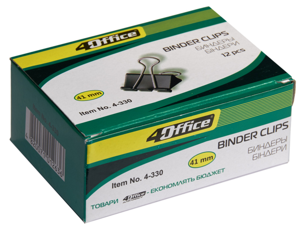 Зажим-биндер 41мм., 12шт./уп., черн. 4Office - фото 2