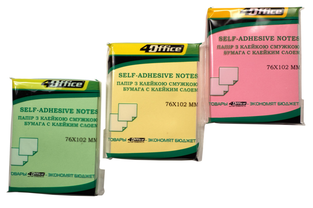 Блок паперу з клейким шаром  76*102мм.*100л., асорті 4Office - фото 4