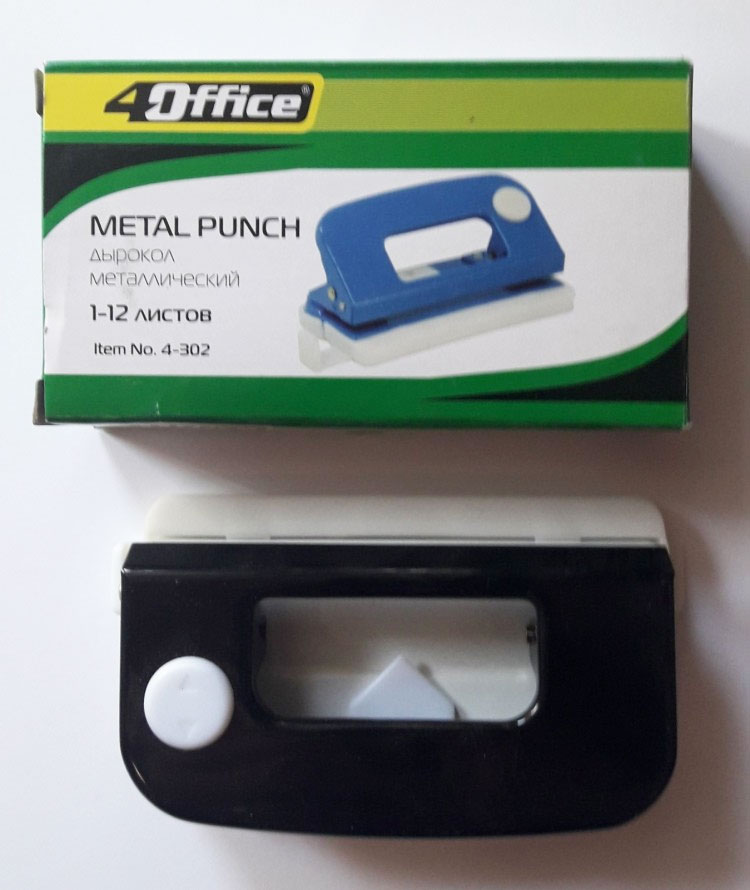 Дырокол на 2 отверстия, до 12 листов (4-302), ассорт. 4Office - фото 2