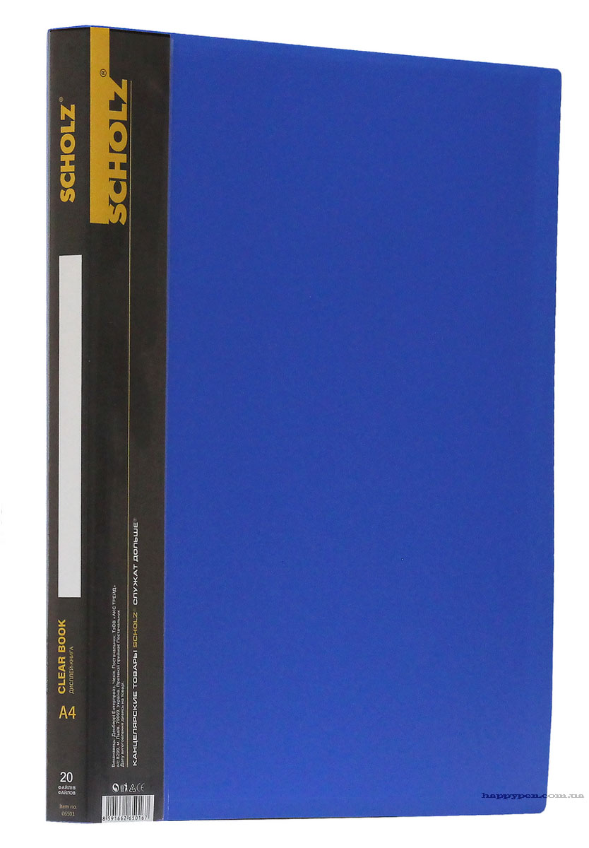 Папка на 20 файлов, пластик толщина 600мкм., син. Scholz - фото 3