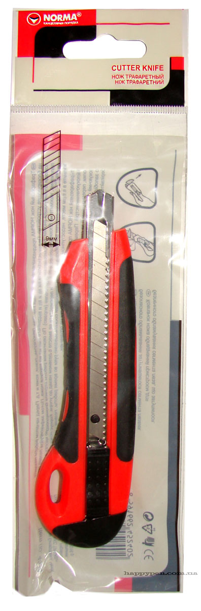 Ніж канцелярський малий 9мм., металева напрямна, прогумований ергономічний корпус NORMA - фото 4