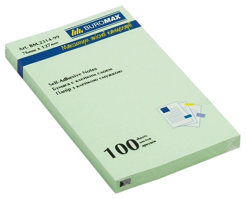 Блок паперу з клейким шаром 127*76мм.*100л., mix BuroMax - фото 6