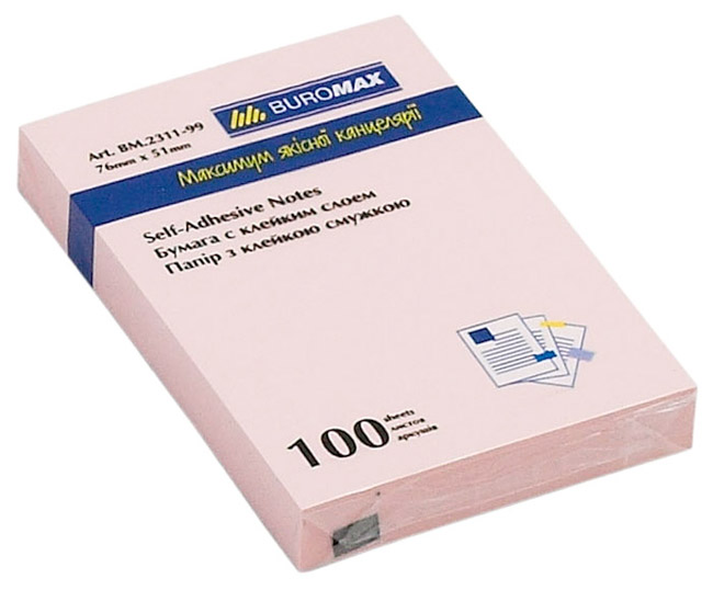 Блок паперу з клейким шаром 51*76мм.*100л., mix BuroMax - фото 5