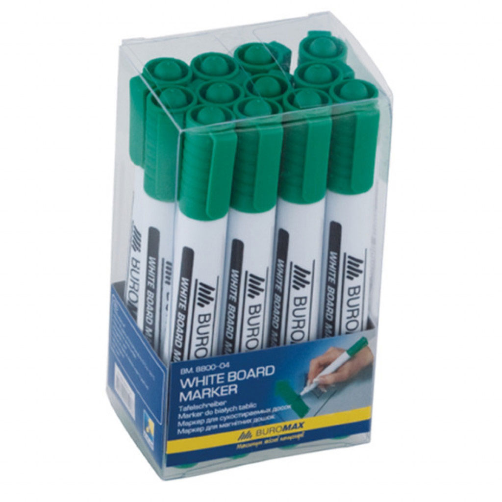 Маркер для дошок, круглий наконечник 2-4мм., зелен. BuroMax - фото 5