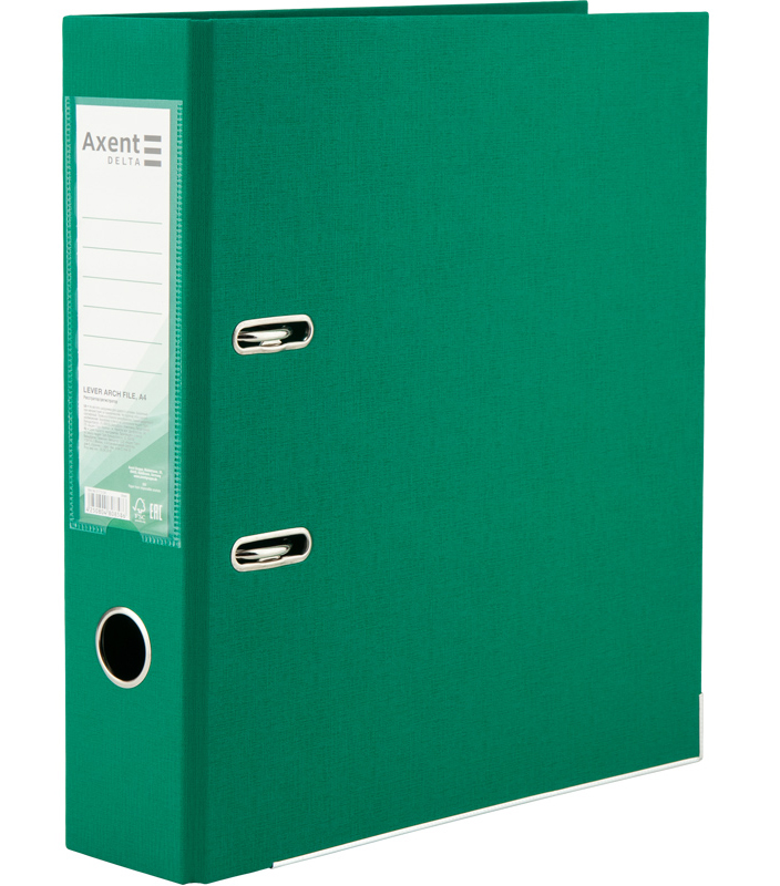 Регистратор 7,5см. А4 (PP) двусторонний, зелен. Axent Delta - фото 2
