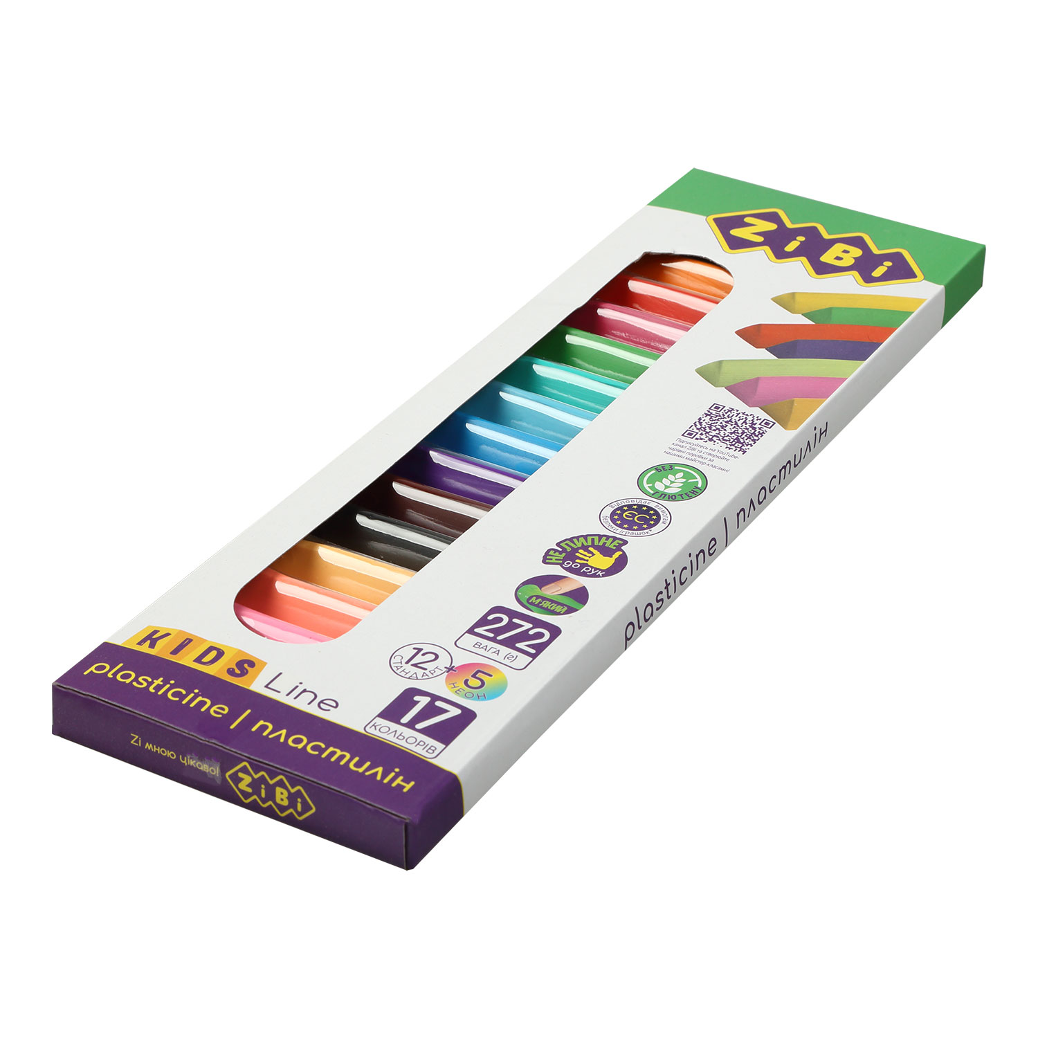 Пластилін 17кол. (12 стандарт. + 5 неон.), 272гр. KIDS line ZiBi - фото 2