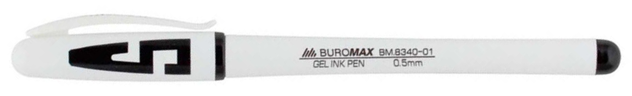 Гельова ручка JOBMAX, корпус біл., ст. чорн. BuroMax - фото 4