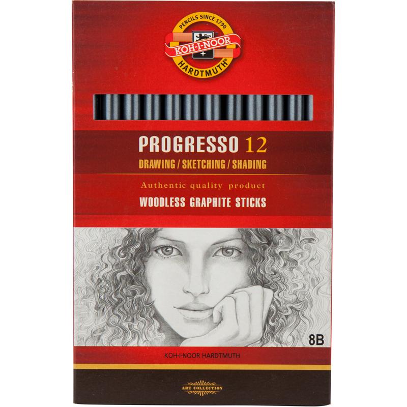 Карандаш без древесины цельнографитный Progresso 8911, твёрдость 8B Koh-i-noor - фото 3