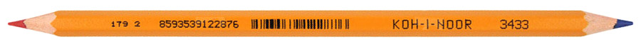 Карандаш двухцветный красный/синий, шестигранный желтый корпус, заточенный Koh-i-noor - фото 3