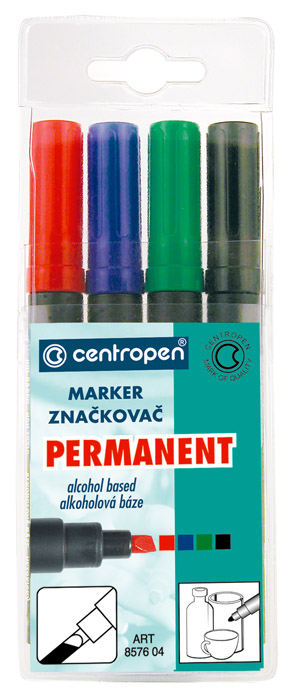 Маркер перманентний, клиноподібний накінечник, 1-4,6мм., 8576, червон. Centropen - фото 4