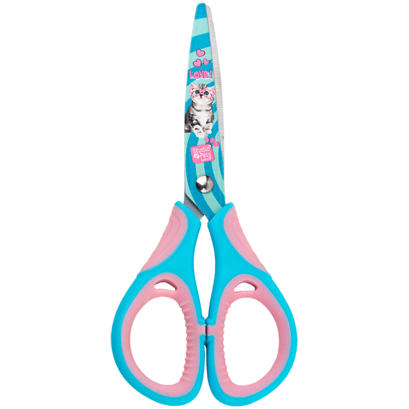 Ножиці  дитячі з гум. вставками, малюнок на лезах, 13см Studio Pets Kite - фото 2