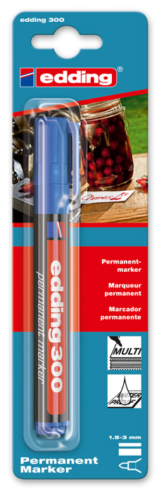 Маркер перманентный, круглое острие 1,5-3мм., 300, син. Edding - фото 5
