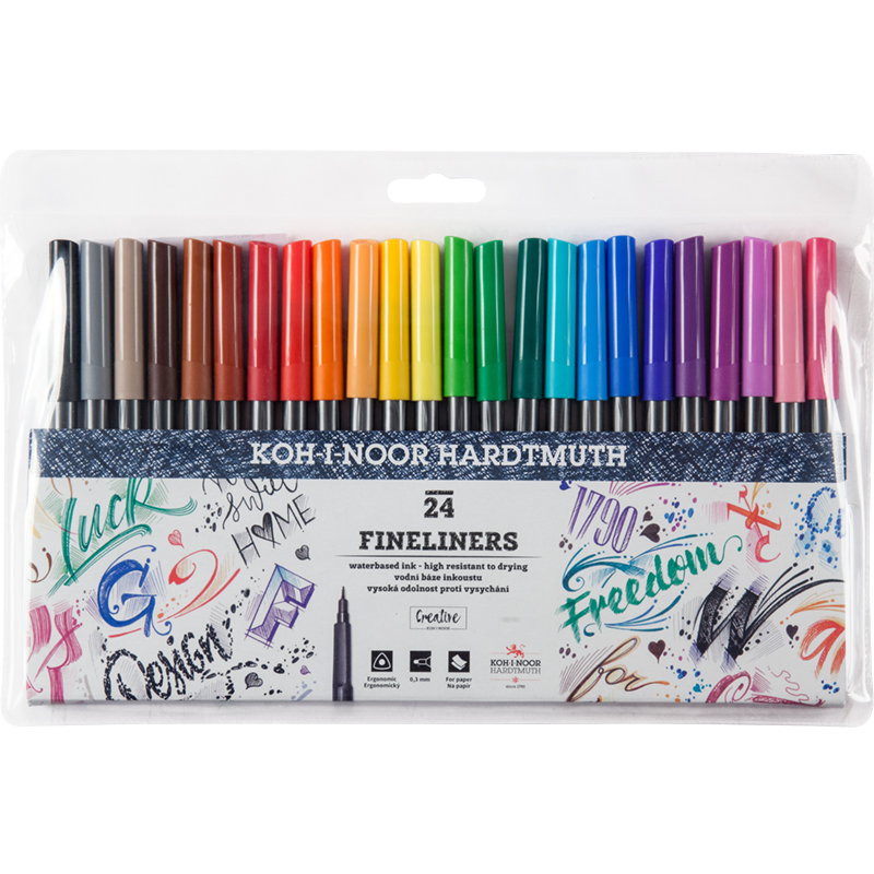 Набор линеров 7770, 0.3 мм, 24 шт. для черчения и рисования, цветные Koh-i-noor - фото 2