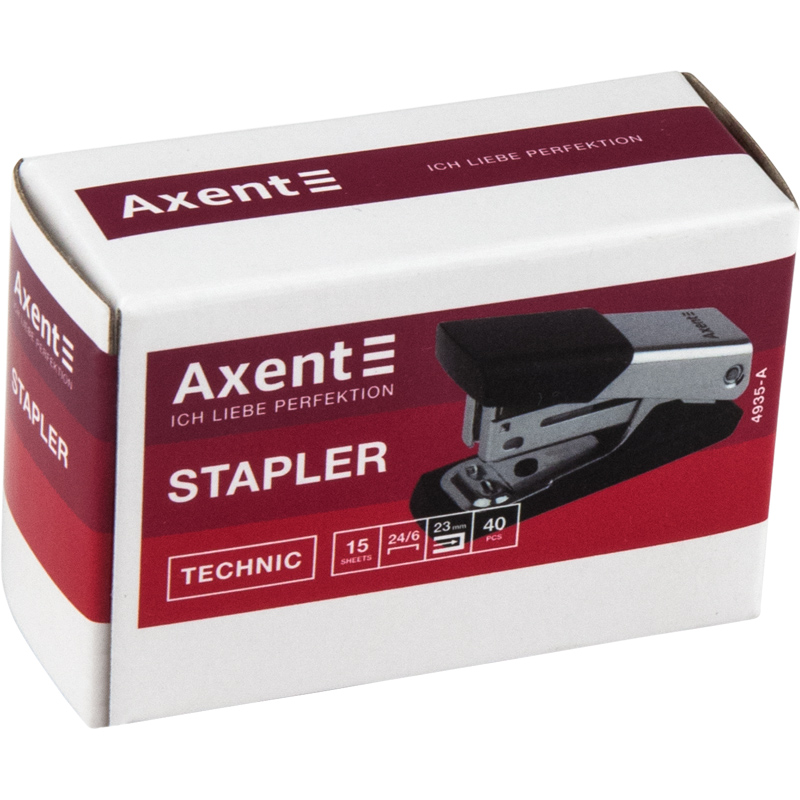 Степлер 24/6 Technic, 15л., глубина скрепления 23мм., метал., 4935-A хромирование Axent - фото 2