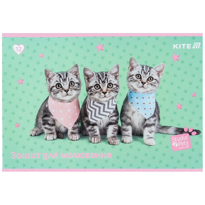 Тетрадь для рисования, 12 лист., скоба, софт тач + УФ лак, Studio Pets (SP25-241) Kite - фото 8