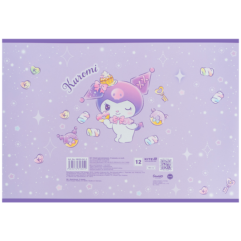 Тетрадь для рисования, 12 лист., скоба, фольга + УФ лак, Hello Kitty-2 (HK25-241-2) Kite - фото 7
