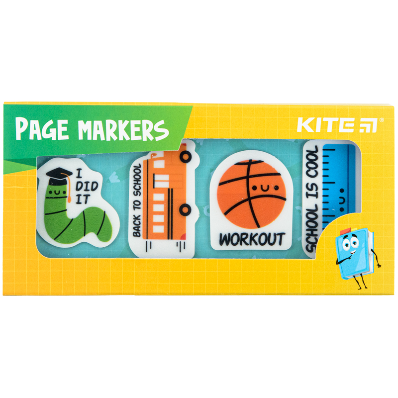 Закладки пластикові 4x20 шт, 35х50 мм, School Kite - фото 2