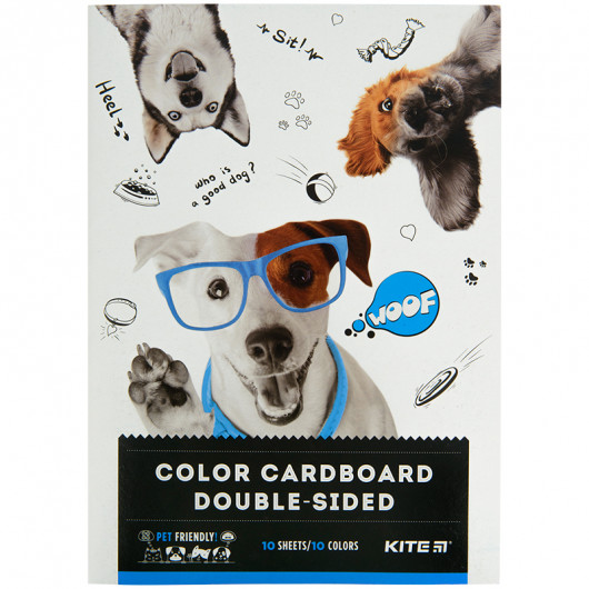 Картон кольор. двостор. (10арк/10кол), А4 Kite Dogs Kite - фото 1
