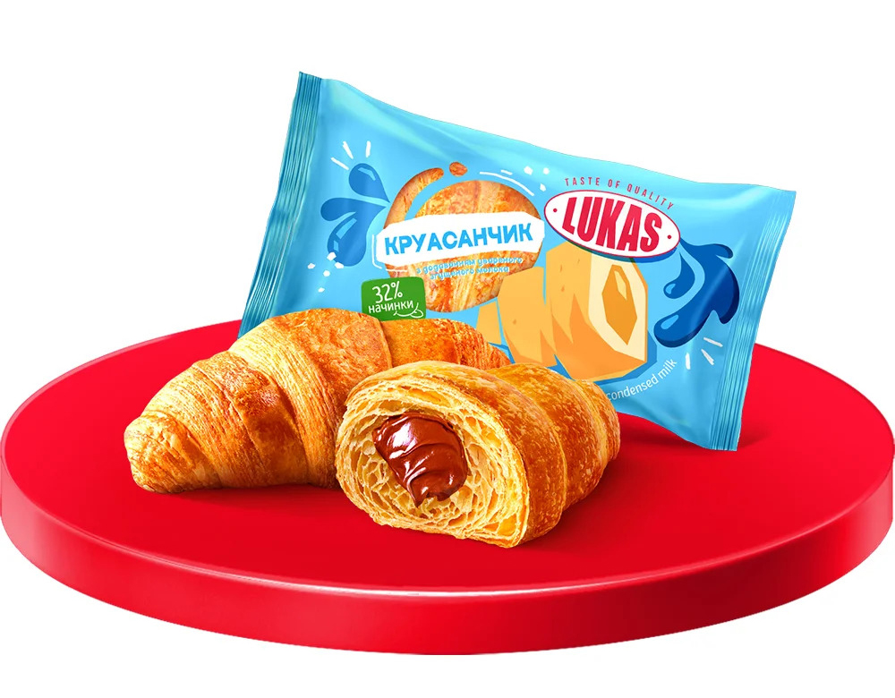 Круассанчик с добавкой сгущенного молока, в индивидуальной упаковке, 1,44кг. (32*45г.) Лукас - фото 1