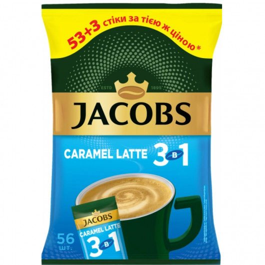 Кофе в стиках Jacobs 3 в 1 Caramel Latte, 56шт.по 12,3г. (8711000675489) Jacobs - фото 1