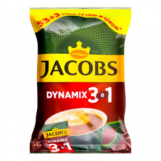 Кава в стіках Jacobs 3 в 1 Dynamix, 56шт. по 12,5г. (4820206290700) Jacobs - фото 1
