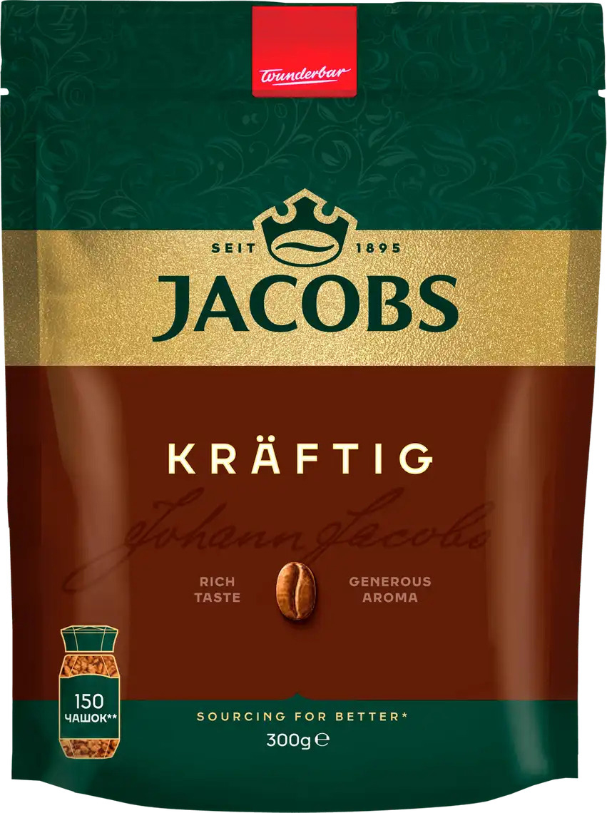 Кофе растворимый Jacobs Cronat Kraftig, 300г., в пакете (8711000578896) Jacobs - фото 1