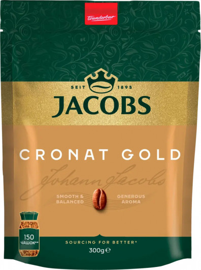 Кофе растворимый Jacobs Cronat Gold, 300г., в пакете (8711000578865) Jacobs - фото 1