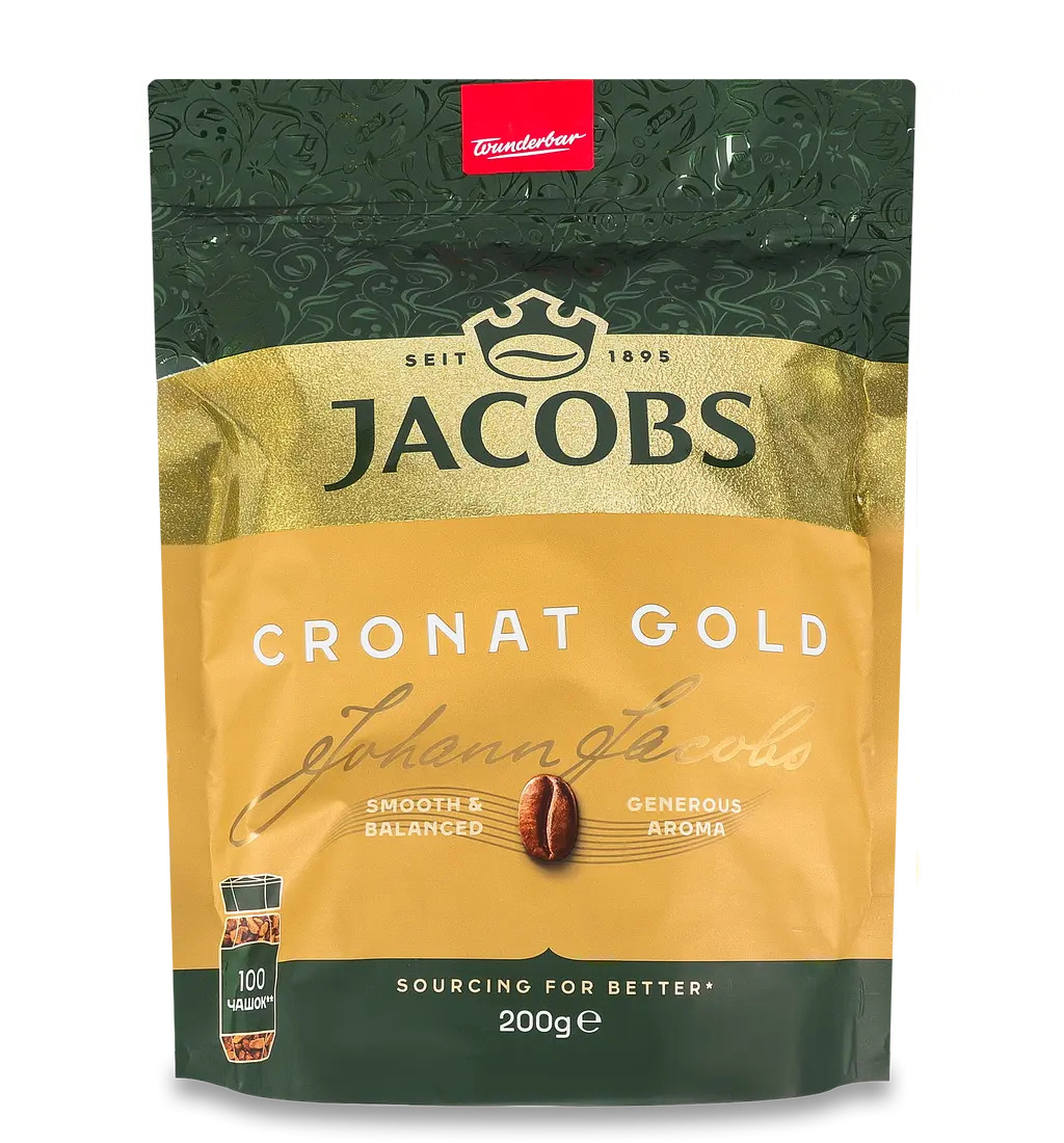 Кофе растворимый Jacobs Cronat Gold, 200г., в пакете (8711000579459) Jacobs - фото 1