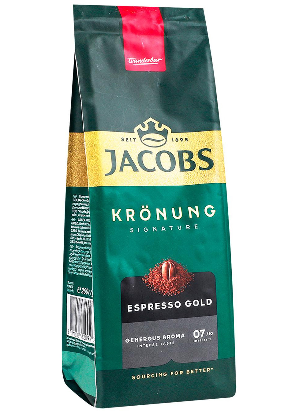 Кофе молотый Jacobs Kronung Espresso Gold, 200г., купаж арабика/робуста (8711000572092) Jacobs - фото 1