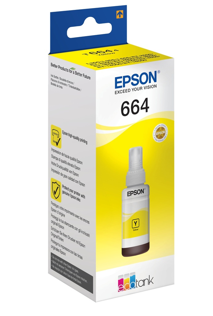 Контейнер з чернилами Epson 664 L100/200/210/300/350/355/550 yellow, 70мл., (C13T66444A), желт. Epson - фото 1