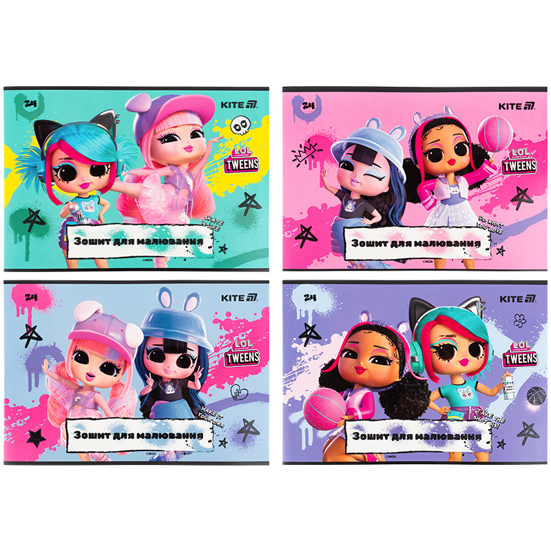 Тетрадь для рисования, 24 лист., скоба, УФ лак + глитер, LO (LO25-242) Kite - фото 8