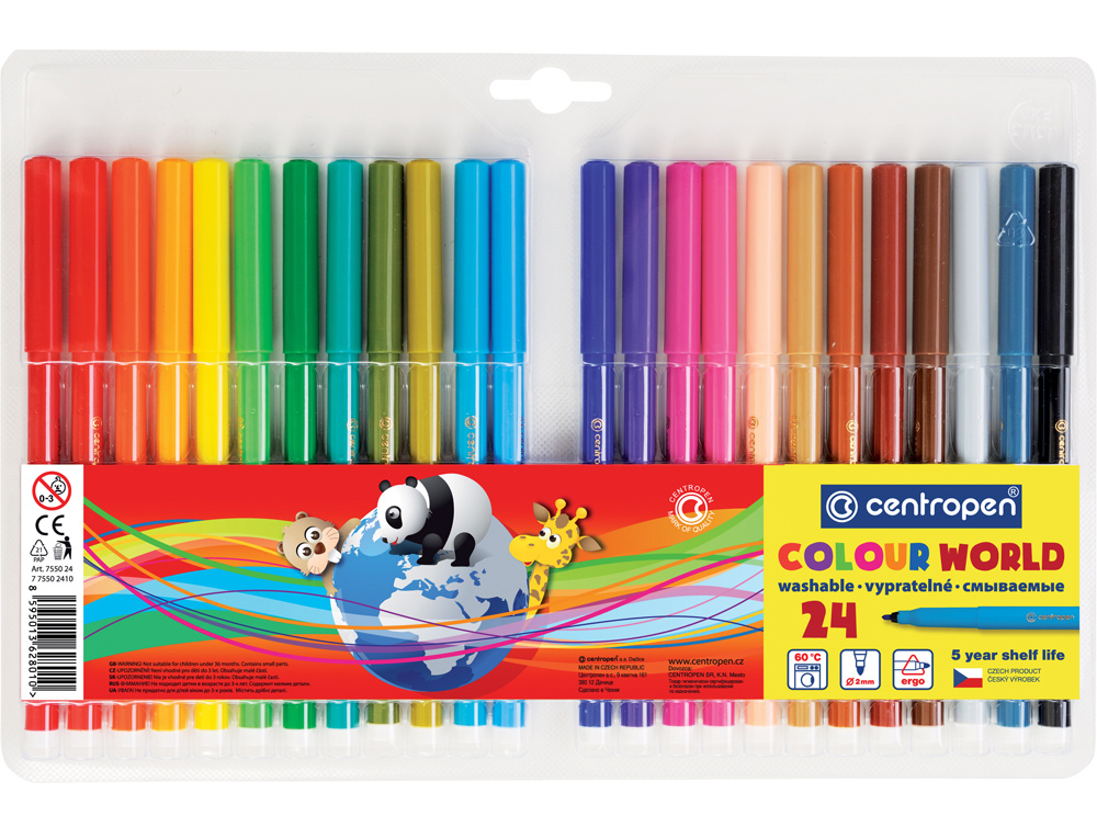 Фломастери, вентильований ковпачок, 24 кольора, 7550, асорті Centropen - фото 2