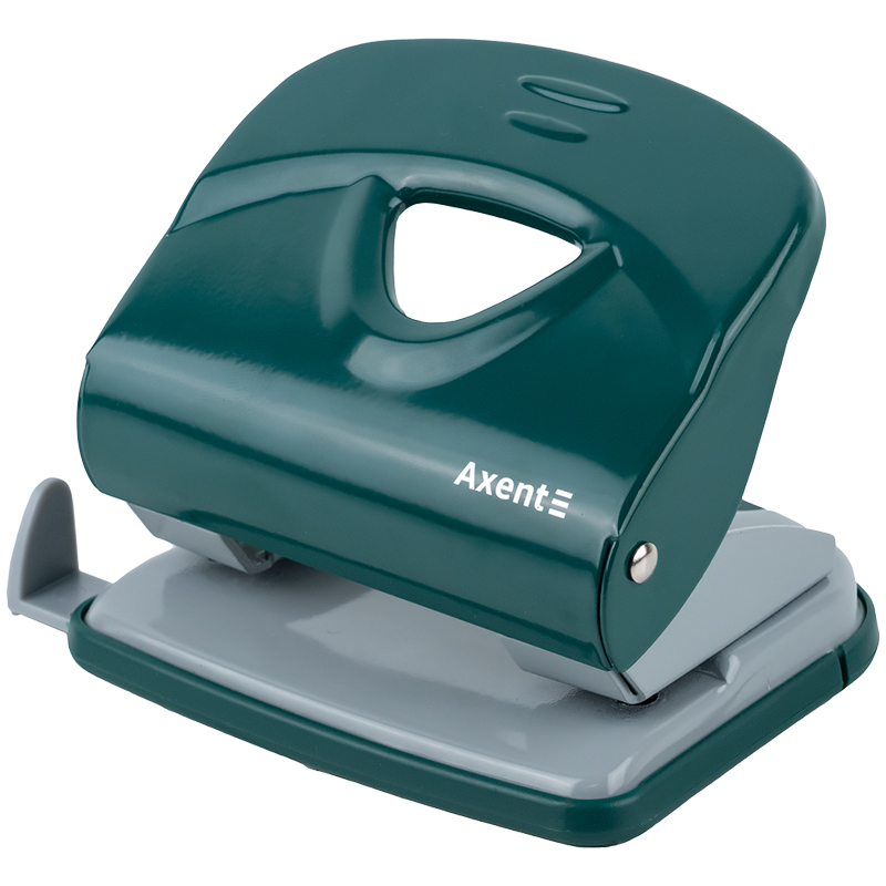 Дырокол на 2 отверстия, до 30 листов Exakt-2 Earth colors, металлический, зеленый Axent - фото 2