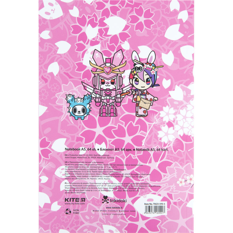 Блокнот, термобиндер А5, 64 лист., Tokidoki-1 (TK23-193-1) Kite - фото 3