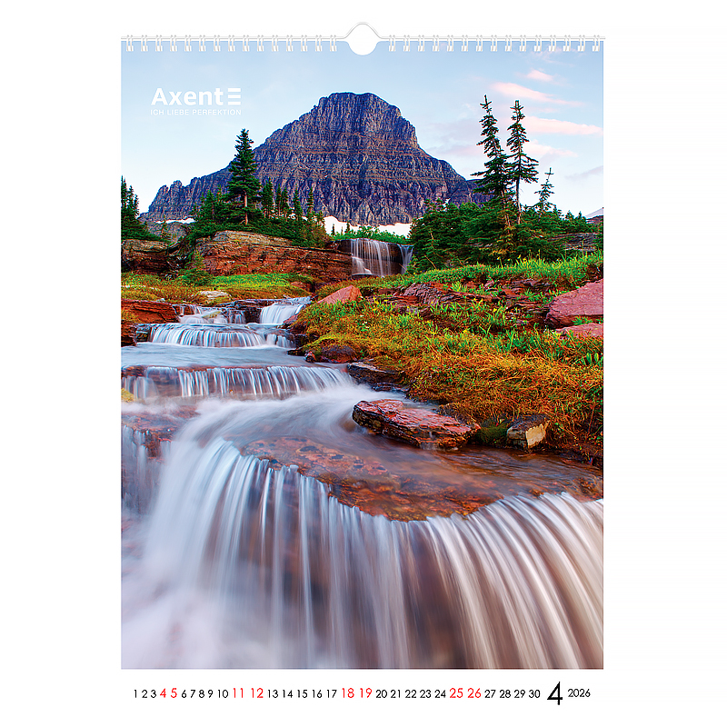 Календарь настенный 2026 г., формат А3 (297*420мм.), 13листов, Waterfalls Axent - фото 10