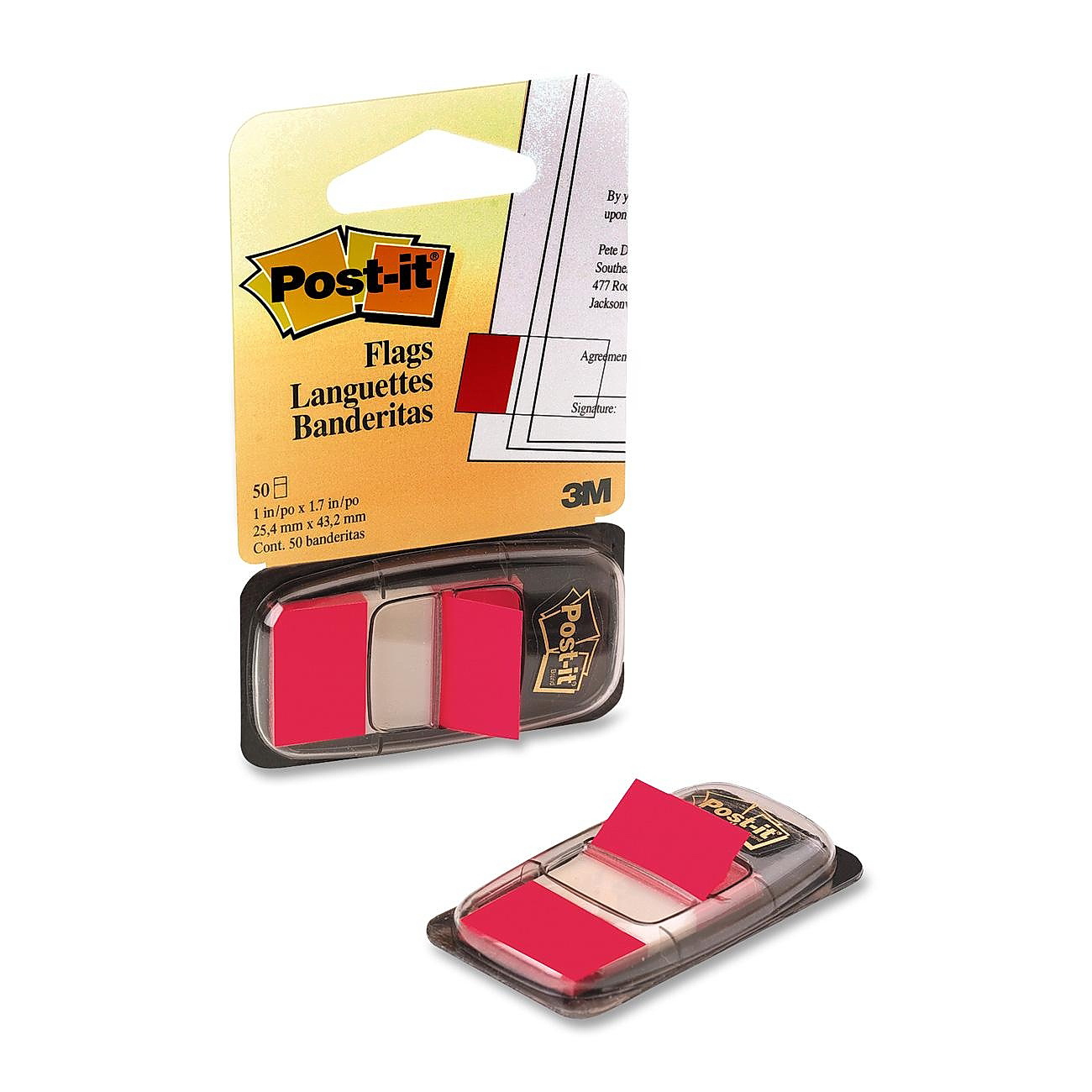 Закладки Post-it INDEX пластикові 25,4*43,2мм., 50шт., червон. 3M - фото 1