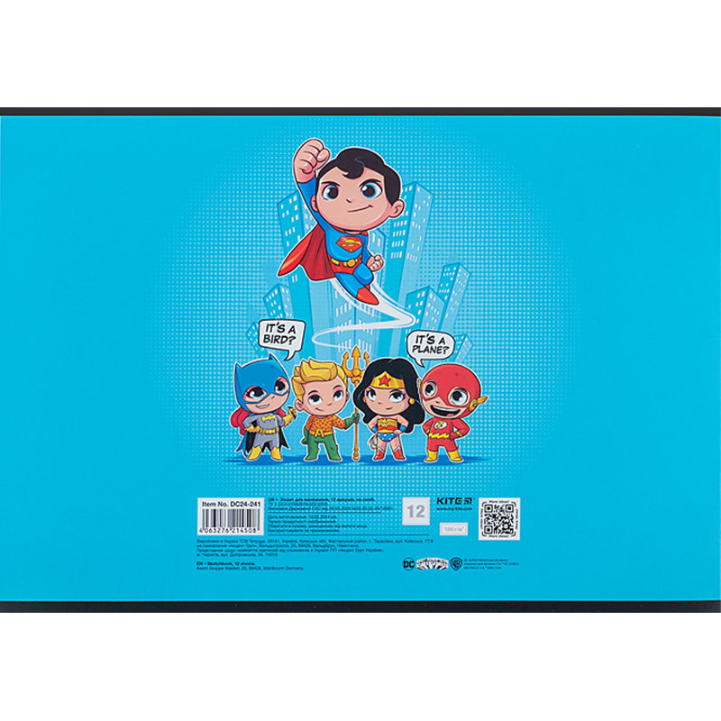 Зошит для малювання, 12 арк., скоба, софт тач + УФ лак, «DC Comics» Kite - фото 6
