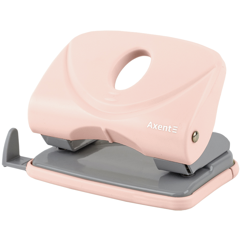 Діркопробивач на 2 отвори, до 20 аркушів Welle-2 Pastelini, пластиковий, рожев. Axent - фото 1