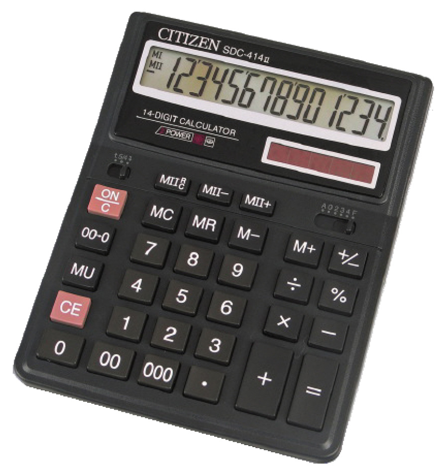Калькулятор бухгалтерский SDC-414 14 разрядов, 158х203х31мм. Citizen - фото 1