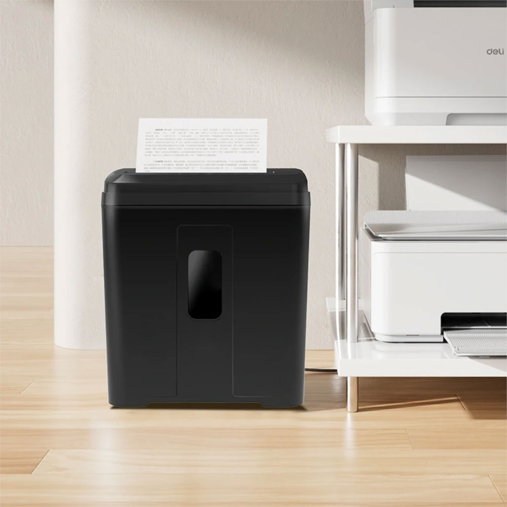 Знищувач документів DELI T016, 6 арк., перехресне різання 4*35мм., кошик на 12л., клас P-4 DELI - фото 1