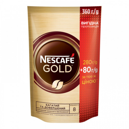 Кава розчинна Nescafe Gold, 360г. (280+80г.) в пакеті (7613035932081) Nescafe - фото 1