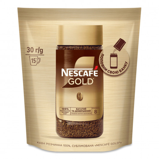 Кава розчинна Nescafe Gold, 30г. в пакеті (7613035444256) Nescafe - фото 1