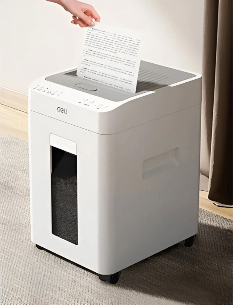 Уничтожитель документов DELI T081, AutoFeed 100 листов, резка 2*12мм., корзина 26л., класс P-5 DELI - фото 3