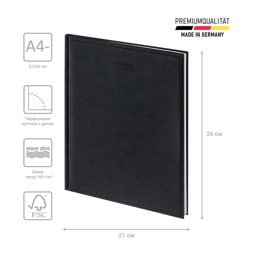 Еженедельник 2026 Бюро Torino, слепое тиснение, черный Brunnen - фото 1