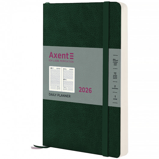 Ежедневник 2026 Partner Soft Skin, 145*210, темно-зеленый Axent - фото 1