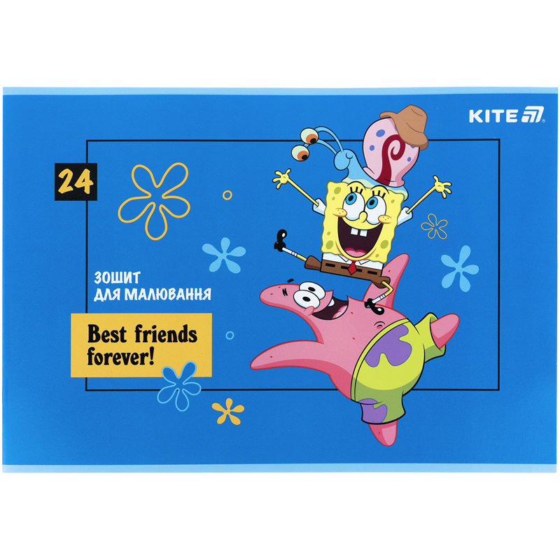 Зошит для малювання, 24 арк., скоба, гібр. лак + УФ лак, Sponge Bob (SB25-242) Kite - фото 9
